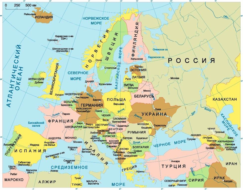 Политическая карта Европы