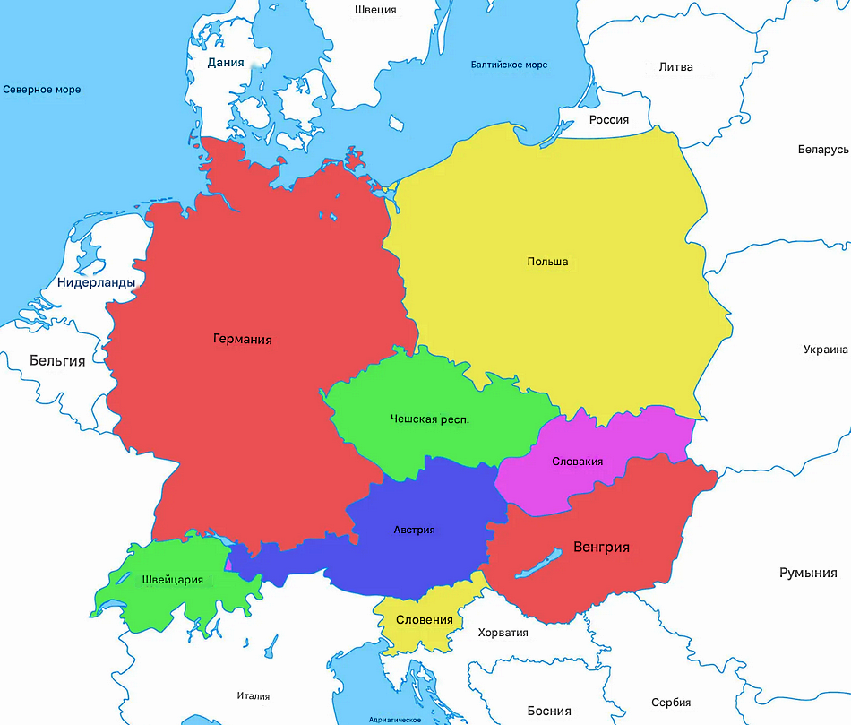 Карта Центральной Европы