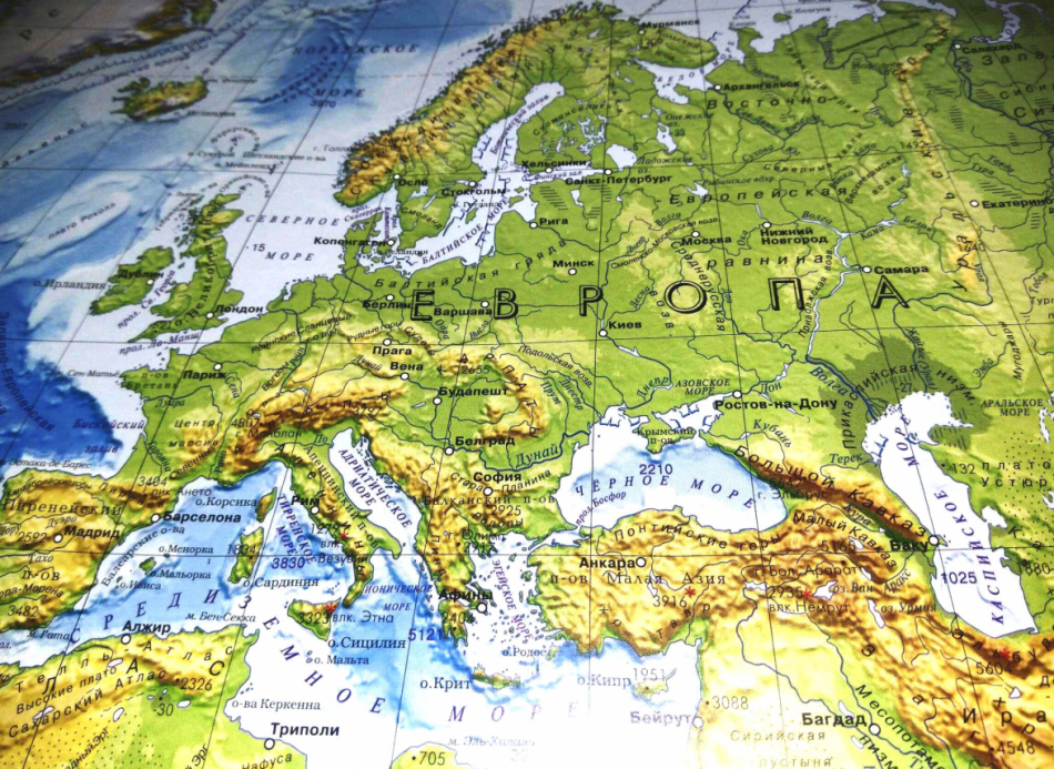 Рельефная карта Европы