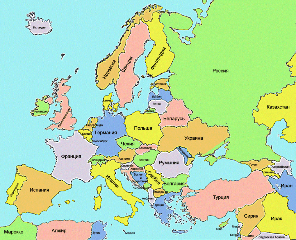 Карта Европы со странами