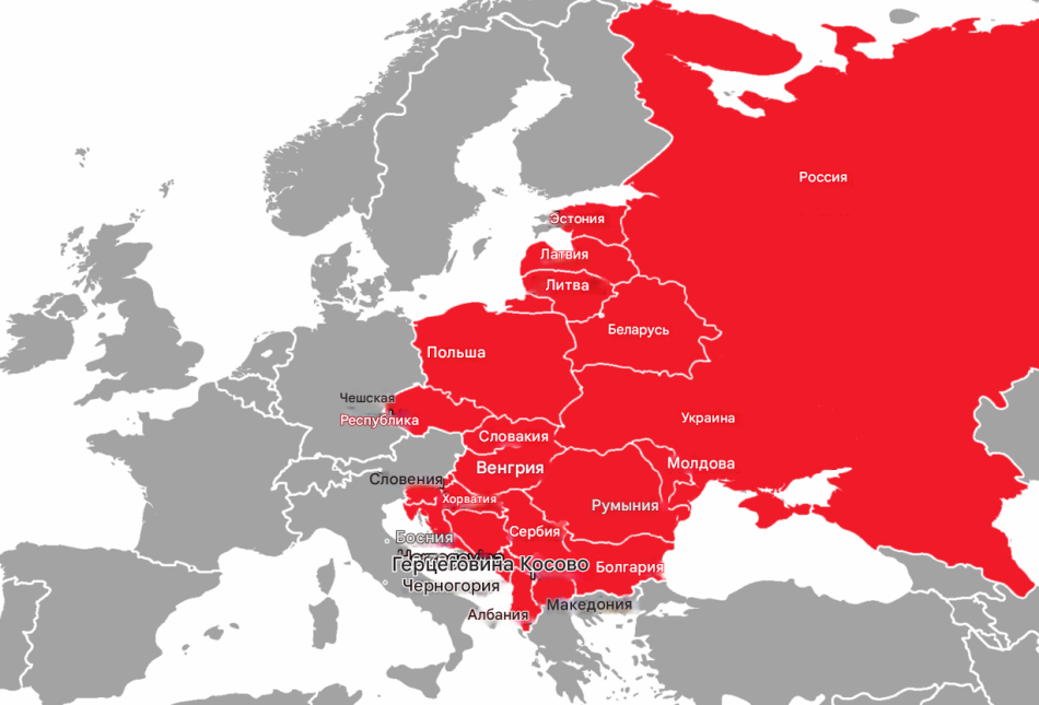 Карта Восточной Европы